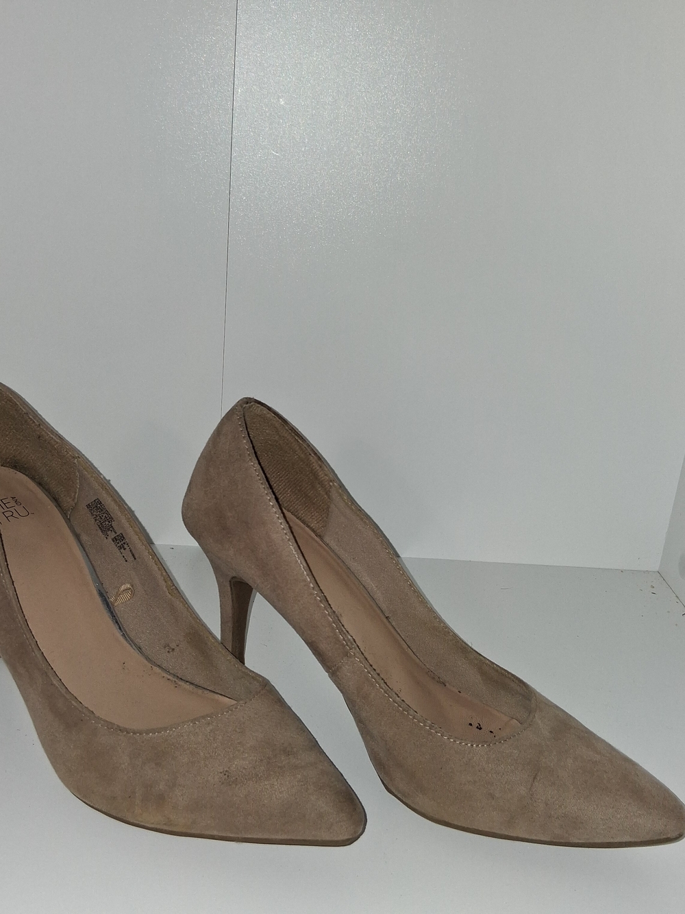 Time and Tru Taupe Suede Pointed-Toe Pumps
